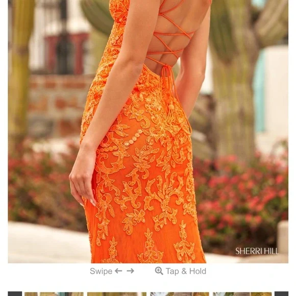 Sherrie Hill black Prom dress 54329 Beaded gown with deep
V-neckline Sz2 Black - Picture 4 of 16